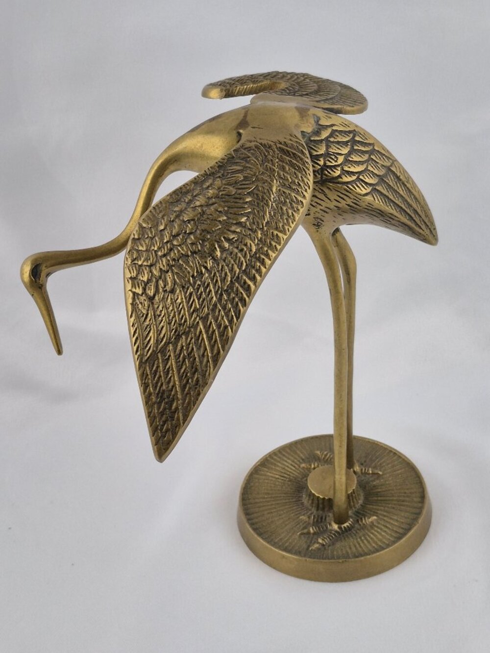 Vintage Leonard Silver Mfg Co. Solid Brass Crane Heron Figurines Korea Set of 2 - Picture 7 of 16